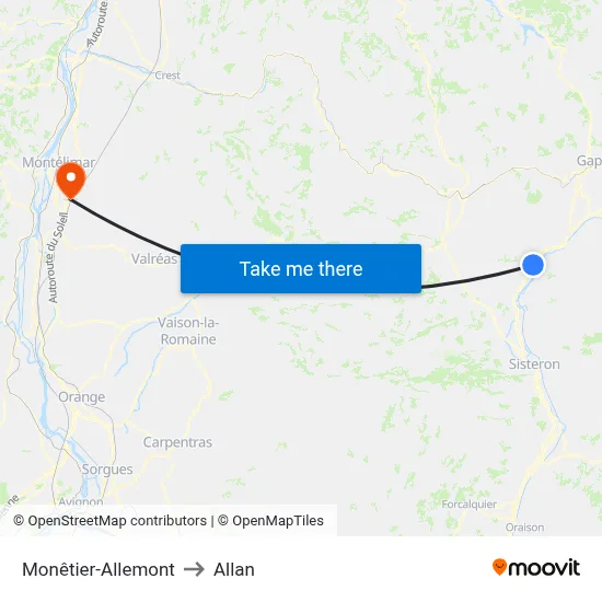 Monêtier-Allemont to Allan map