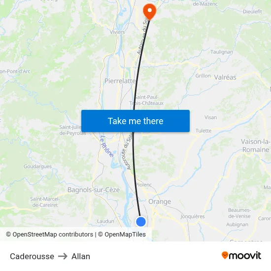 Caderousse to Allan map