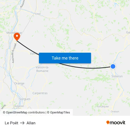 Le Poët to Allan map