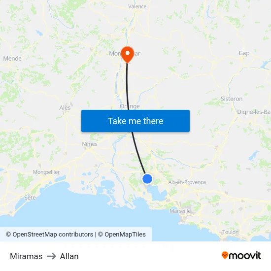 Miramas to Allan map