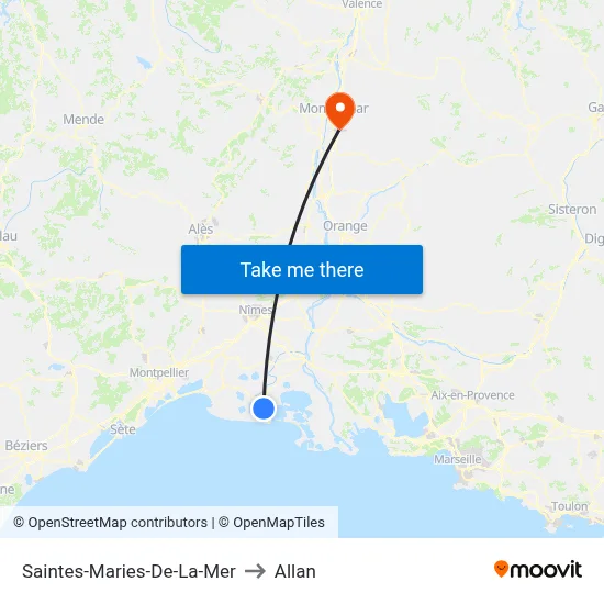 Saintes-Maries-De-La-Mer to Allan map