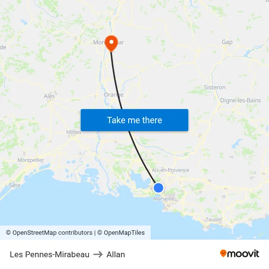 Les Pennes-Mirabeau to Allan map