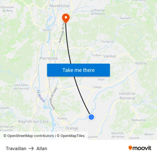 Travaillan to Allan map