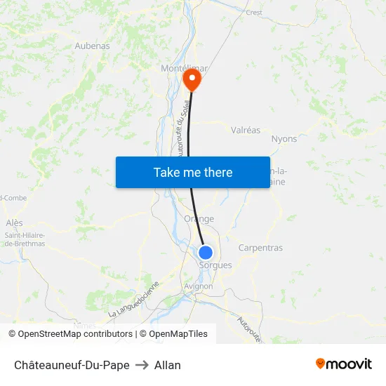 Châteauneuf-Du-Pape to Allan map