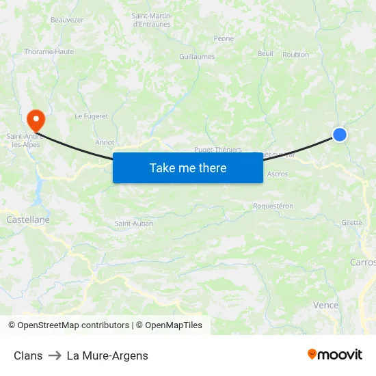Clans to La Mure-Argens map