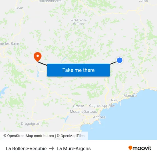 La Bollène-Vésubie to La Mure-Argens map