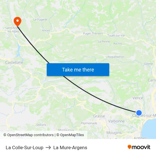 La Colle-Sur-Loup to La Mure-Argens map