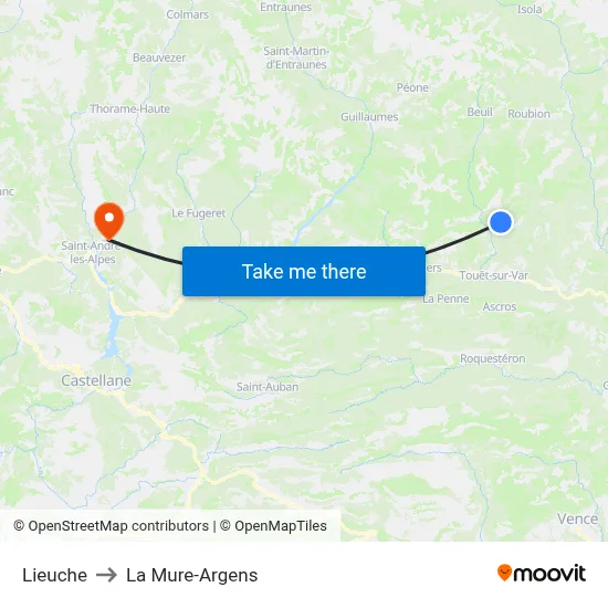 Lieuche to La Mure-Argens map