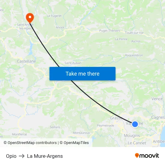 Opio to La Mure-Argens map
