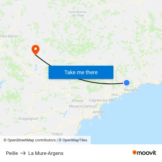 Peille to La Mure-Argens map