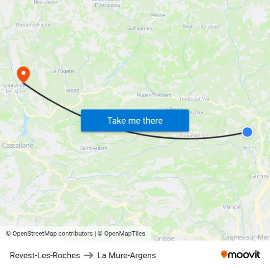 Revest-Les-Roches to La Mure-Argens map