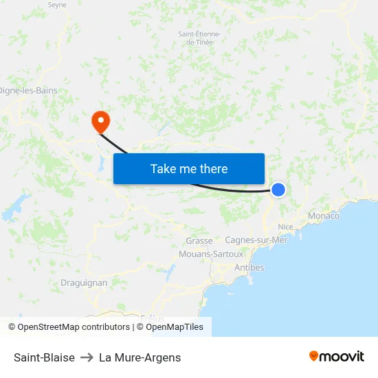 Saint-Blaise to La Mure-Argens map