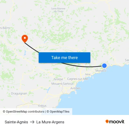 Sainte-Agnès to La Mure-Argens map
