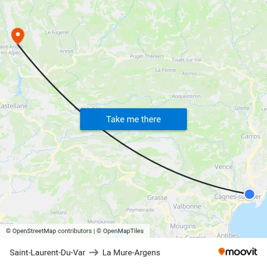 Saint-Laurent-Du-Var to La Mure-Argens map