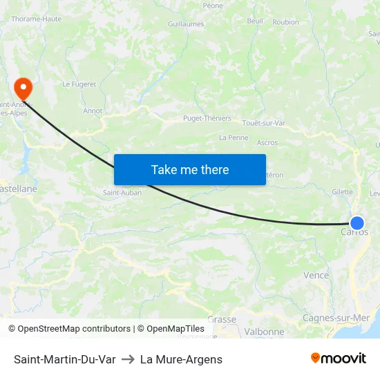 Saint-Martin-Du-Var to La Mure-Argens map