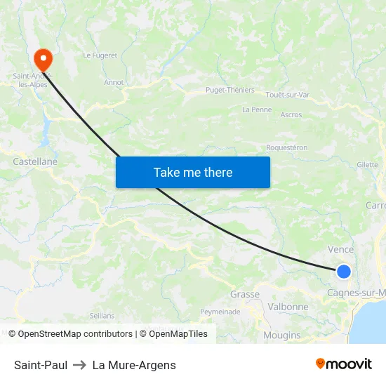 Saint-Paul to La Mure-Argens map