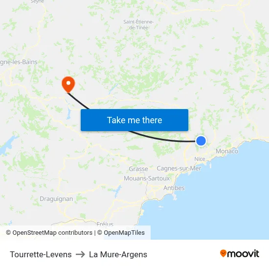 Tourrette-Levens to La Mure-Argens map