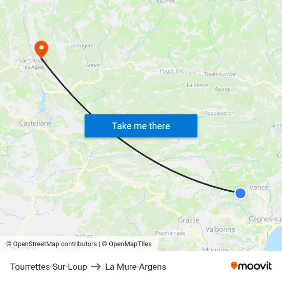 Tourrettes-Sur-Loup to La Mure-Argens map