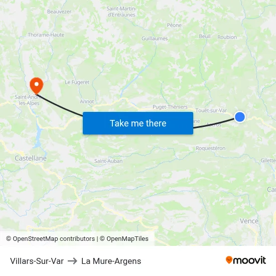 Villars-Sur-Var to La Mure-Argens map