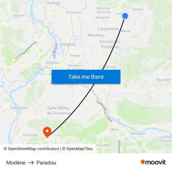Modène to Paradou map