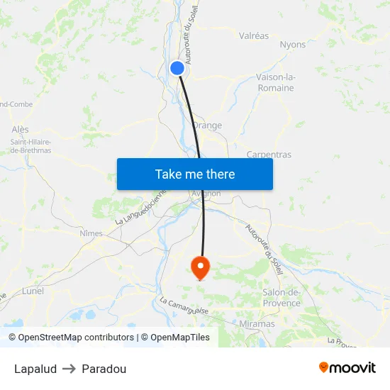 Lapalud to Paradou map