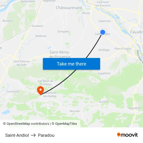 Saint-Andiol to Paradou map