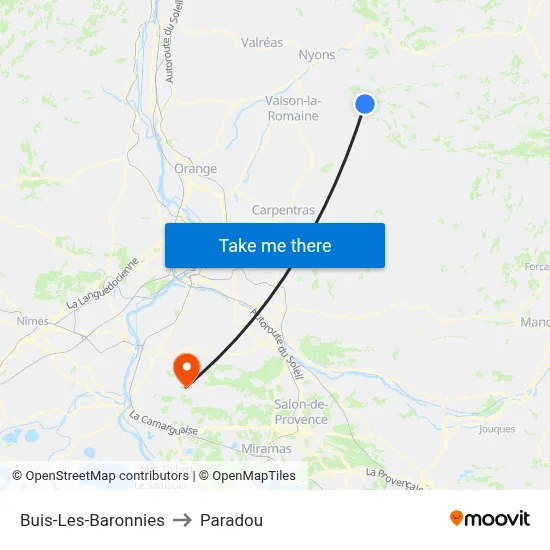 Buis-Les-Baronnies to Paradou map
