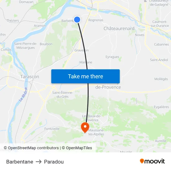Barbentane to Paradou map