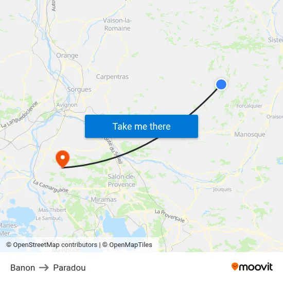 Banon to Paradou map