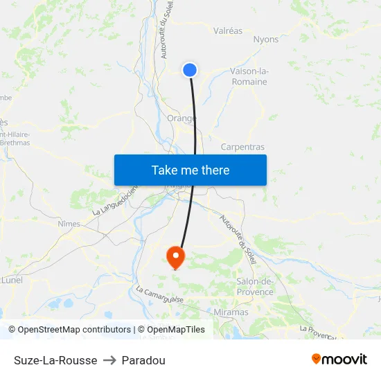 Suze-La-Rousse to Paradou map