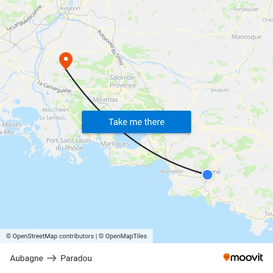 Aubagne to Paradou map