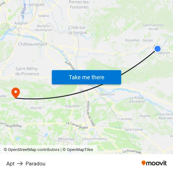 Apt to Paradou map