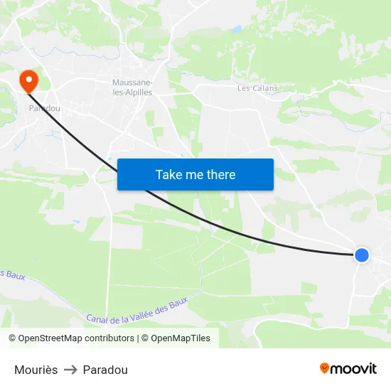 Mouriès to Paradou map