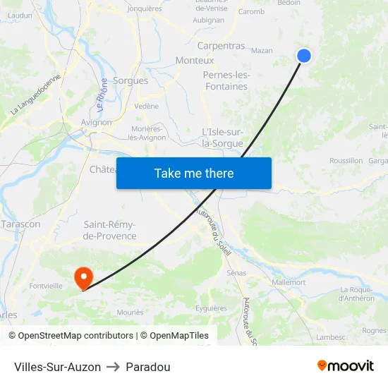 Villes-Sur-Auzon to Paradou map