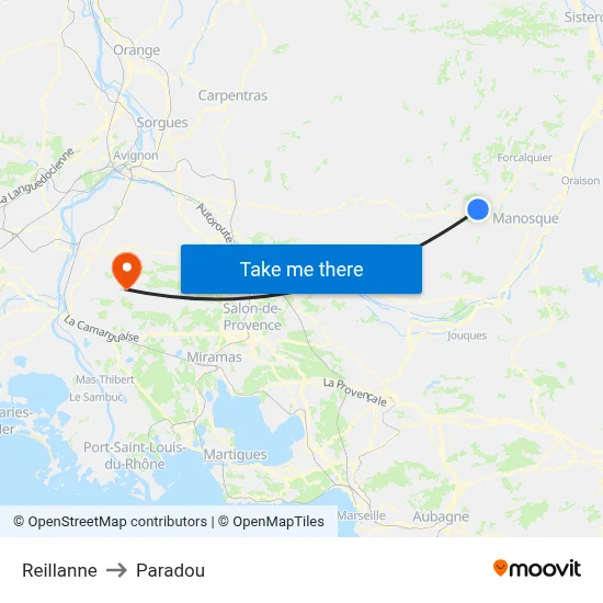 Reillanne to Paradou map