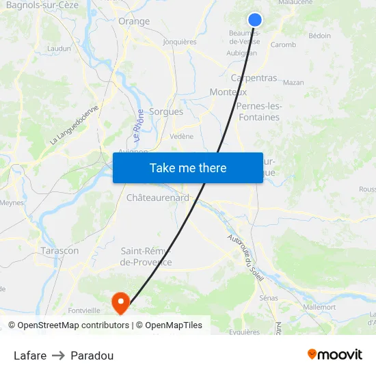 Lafare to Paradou map