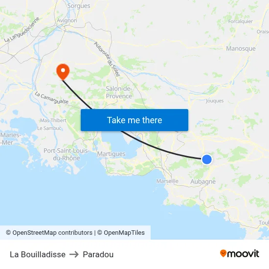La Bouilladisse to Paradou map