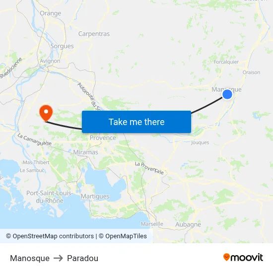 Manosque to Paradou map