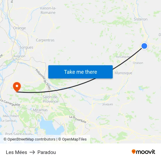 Les Mées to Paradou map