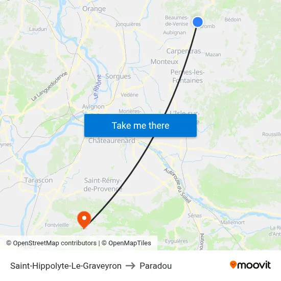 Saint-Hippolyte-Le-Graveyron to Paradou map