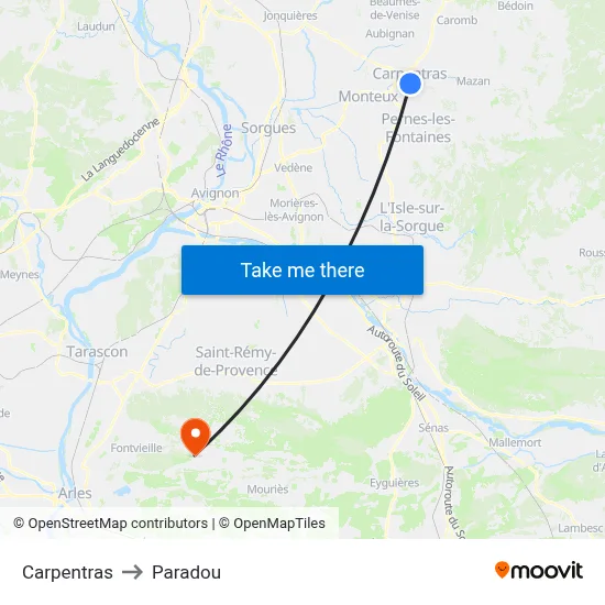 Carpentras to Paradou map
