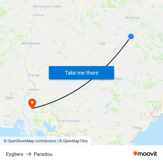 Eygliers to Paradou map