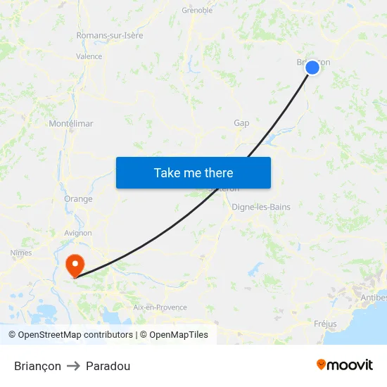 Briançon to Paradou map