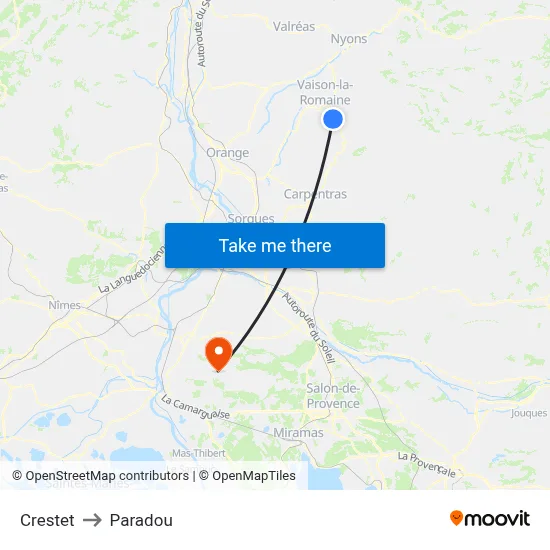Crestet to Paradou map