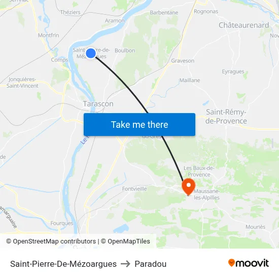 Saint-Pierre-De-Mézoargues to Paradou map