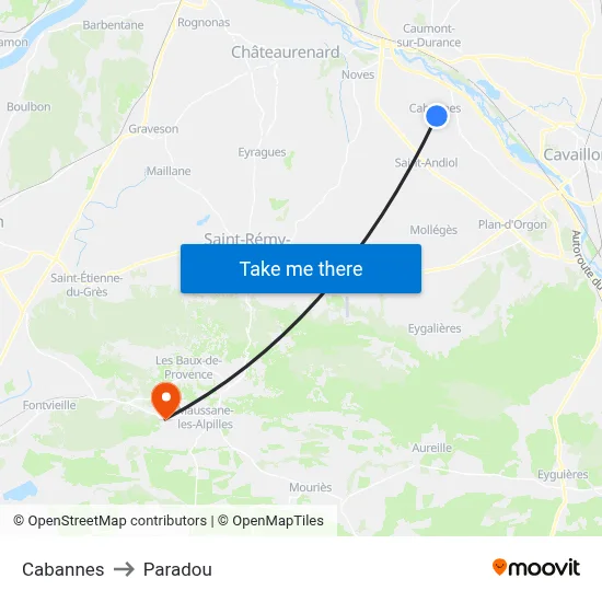 Cabannes to Paradou map