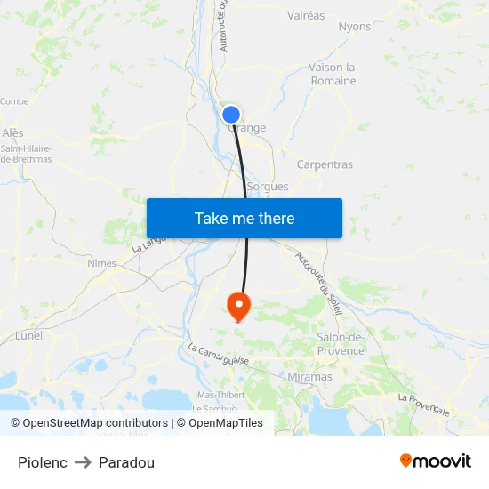 Piolenc to Paradou map