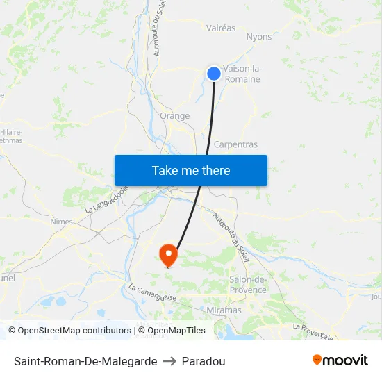 Saint-Roman-De-Malegarde to Paradou map