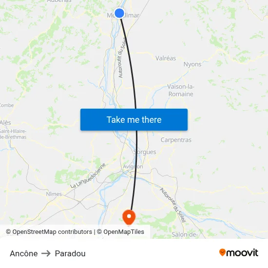 Ancône to Paradou map