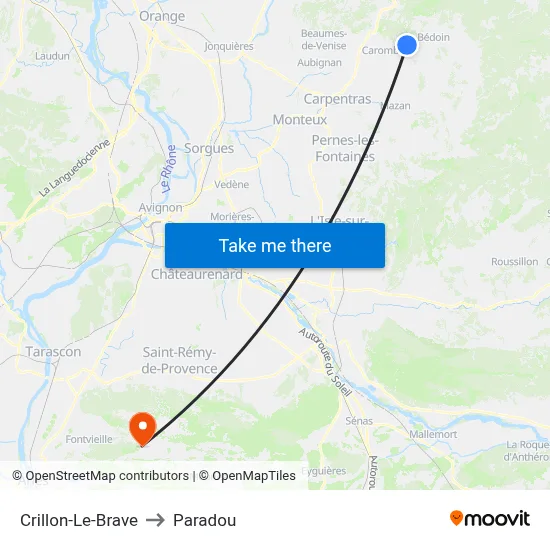 Crillon-Le-Brave to Paradou map